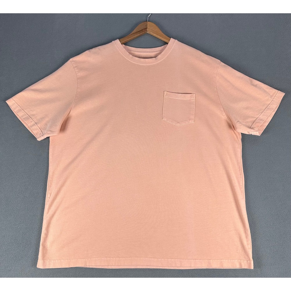 J Peterman Pocket Shirt Mens 2XL Peach Pink Orange Heavyweight Basic Pocket Tee